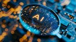 © goami - magnifying glass over dedicated AI microchip on electric circuit board, artificial intelligence and GPU cloud computing concept, technology and research