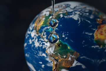 Wall Mural - water drop with earth , World Water Day ,