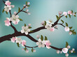 light spring tree blossom on cyan backgrounds