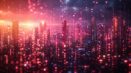 futuristic smart city with digital web network, future in cyberspace, technology sci-fi concept