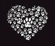 A heart made of dog paw prints.