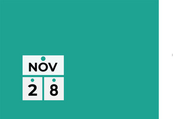 November  28 calendar reminder. 28 November  daily calendar icon template. Calendar 28 November  icon Design template. Vector illustration
