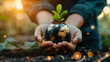 © ShinneProject - human held smal globe earth forest,earth Day or enviroment protection help save the world