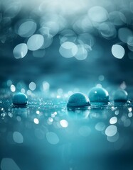 Wall Mural - Bokeh balls in shades of deep blue and turquoise, giving the illusion of light filtering through water