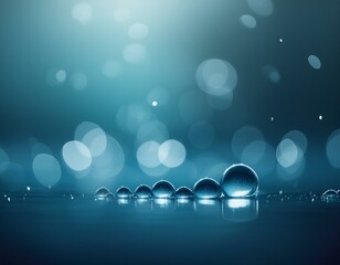 Wall Mural - Bokeh balls in shades of deep blue and turquoise, giving the illusion of light filtering through water