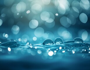 Wall Mural - Bokeh balls in shades of deep blue and turquoise, giving the illusion of light filtering through water