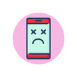 Dead smartphone line icon. Broken phone, failure, error outline sign. Phone repair, service, breakdown concept. Vector illustration, symbol element for web design and apps