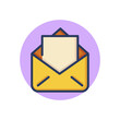 Open envelope line icon. Document, postage, correspondence outline sign. Message, communication, newsletter concept. Vector illustration, symbol element for web design and apps