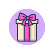 Present box line icon. Gift wrap with ribbon and bow outline sign. Surprise, sale, birthday concept. Vector illustration, symbol element for web design and apps
