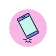 Smartphone falling line icon. Mobile phone, crash, accident outline sign. Phone repair, service, damage concept. Vector illustration, symbol element for web design and apps