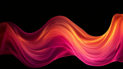 Wall Mural - Abstract-orange-and-pink-wave-bright-attached-with-each-other-with-black-background-