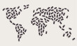 Black ants in the shape of world map