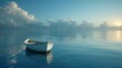 A lone boat drifting on calm waters, symbolizing solitude and reflection.