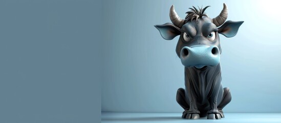 Cow Character on solid background copy space