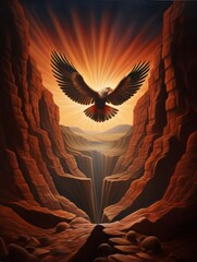 Wall Mural - Eagle's Sovereign Flight Over the Canyon