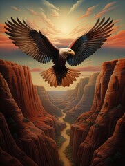 Wall Mural - Eagle's Glide Across the Canyon Depths
