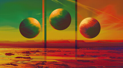 Wall Mural - Planets in desert