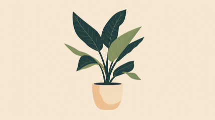 Wall Mural - A minimalist clip art of a potted plant, with sleek lines and a modern aesthetic.