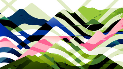 Wall Mural - Abstract Colorful Mountains Landscape in Modern Geometric Style