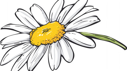 Wall Mural - A whimsical clip art of a daisy, with a cheerful yellow center and delicate white petals.