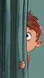 Cartoon boy peeking from behind a curtain, illustrating the unseen child witnesses in domestic abuse scenarios. Hidden impact on children