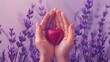 Hands holding a heart against lavender, symbolizing care and healing from emotional abuse