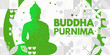  Buddha Purnima - banner, vector illustration, white and green