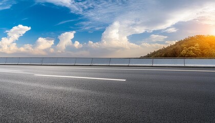 Wall Mural - asphalt highway road and sky clouds natural background panoramic view