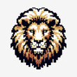 Lion head logo. Pixel art. Vector illustration