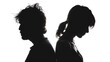 Man and a woman in a quarrel. Silhouette of a angry family couple. Concept of divorce, misunderstanding in family.