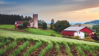 Wall Mural - art countryside landscape rural farm and farmland field