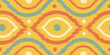 Vector seamless ikat ogee pattern in vintage style. Retro pattern of abstract eyes.