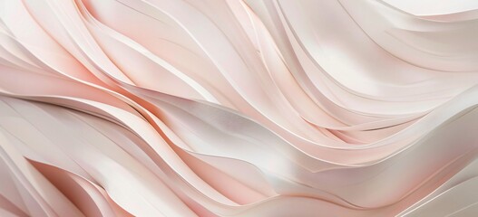 Wall Mural - Abstract, curved paper design featuring light peach and beige colors 