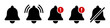 Notification bell icon set, alert  icon for incoming inbox message, ringing bell and notification number sign for alert and alarm – vector