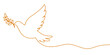 Dove of peace with an olive branch in one line style