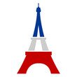 Eiffel tower symbol in the colors of the French flag - vector