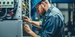 © Adobe Contributor - technician wearing hardhat working on electrical panel