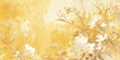 White clouds, golden sky and white flowers, Chinese painting, watercolor background
