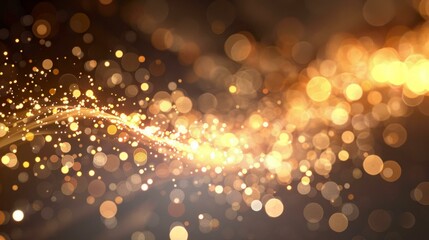 Golden bokeh background with a shiny wave