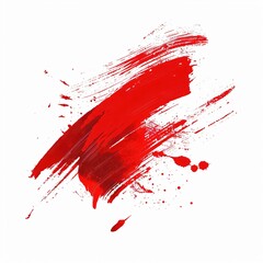 Wall Mural - Red brush strokes on a white paper background 