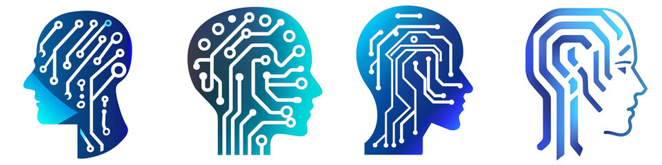 Artificial Intelligence clipart collection, symbol, logos, icons isolated on transparent background