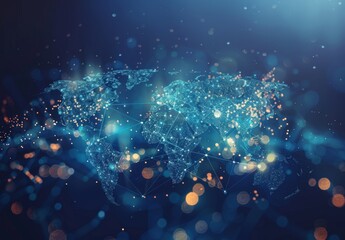 Wall Mural - World map symbolizing interconnectedness in social networks, illustrating globalization's impact on business.