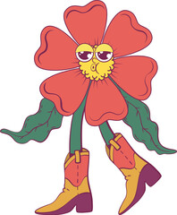 Poster - Flower retro groovy mascot character