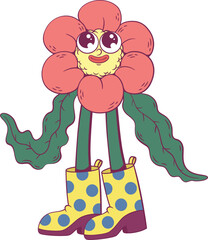 Poster - Flower retro groovy mascot character