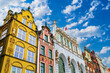 Colorful facades of ancient houses in the Old Town of Gdansk	