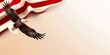 Bald eagle flying over american flag.