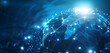 © Asad - Abstract global network concept with blue glowing connections over the earth, map of Europe and America on starry sky background, information exchange in the cyber world