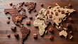 World map made of different chocolates