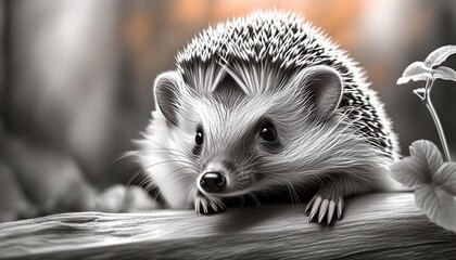 Wall Mural - pencil sketch drawing cute hedgehog animal pictures