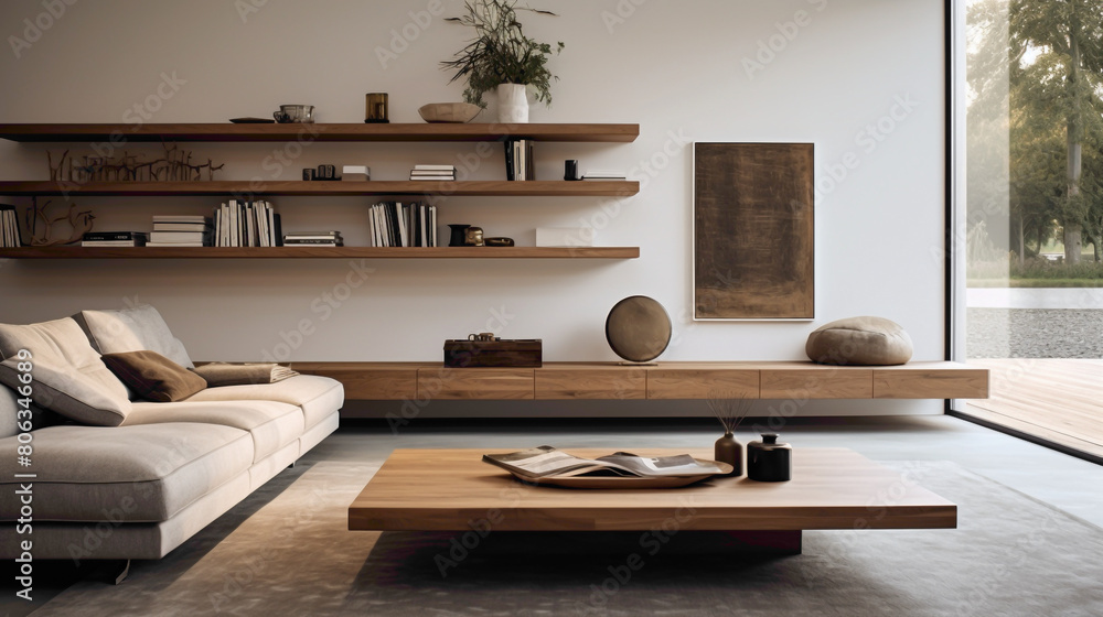 Immerse yourself in the contemporary charm of a living room featuring a ...